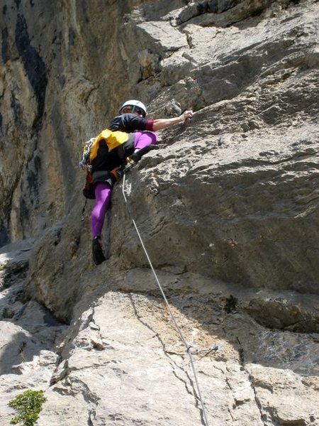 Steep bit near the top of the first pitch of Chegavaroux