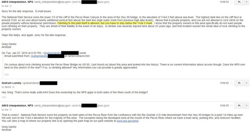 As a backup to the access info listed above, here's a screenshot of some email correspondence I had with the NPS back in 2015 concerning climbing access.