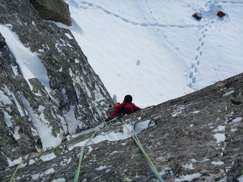 Just past the lower crux.