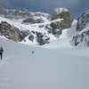 Skinning up the South Couloir on Cathedral Mountain, Canadian Rockies