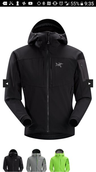 Screen shot of the jacket from Arc'teryx website