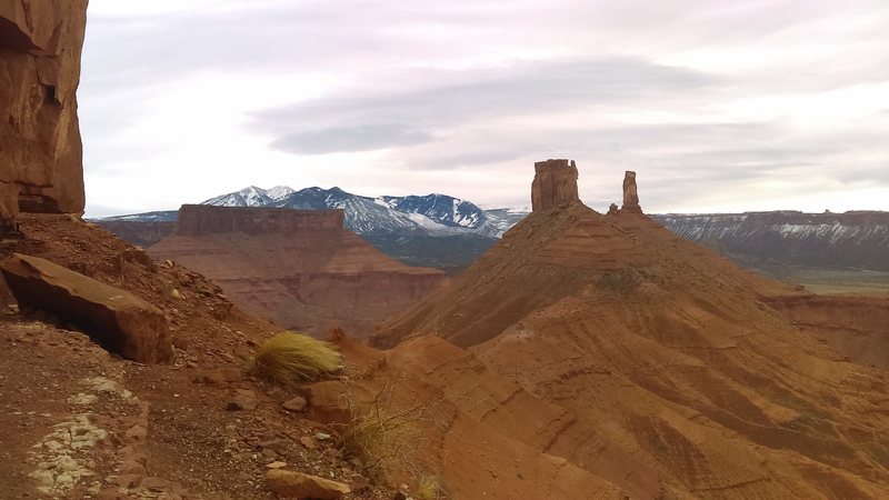 The Reverie and Castleton Tower from the base of Jah Man.