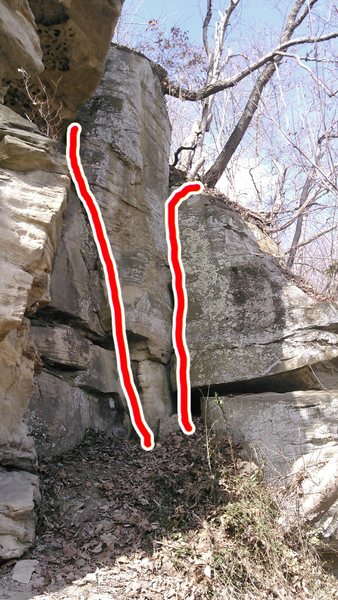 Unnamed offwidth on right Poison ivy on left.