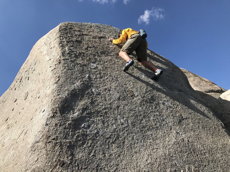 Adam sending... this route can be easier by using a big foot hold on the right .. maybe V3 then