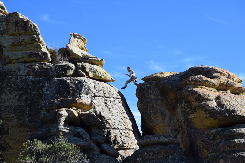Crossing the chasm on the Nang walk-off.