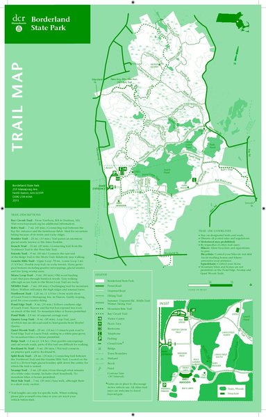 Borderland State Park Trail Map New Map Of The Park From Dcr Which Shows The Location Of The Ames Boulder.