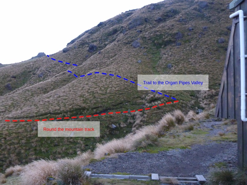 View from Tahurangi logde. How to get onto the trail that leads to the crags.