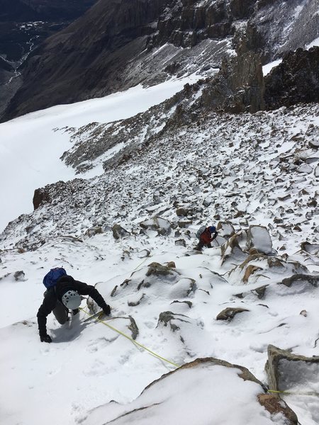 "4th class" ice-covered "rock" climbing = "mixed scrambling"