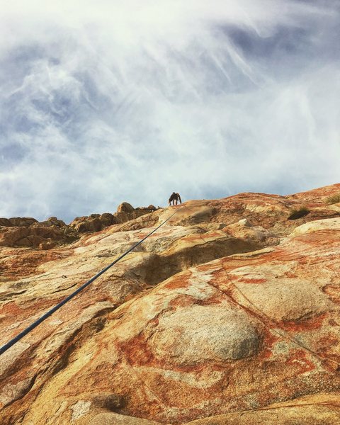 Blaze traversing around the tricky crux