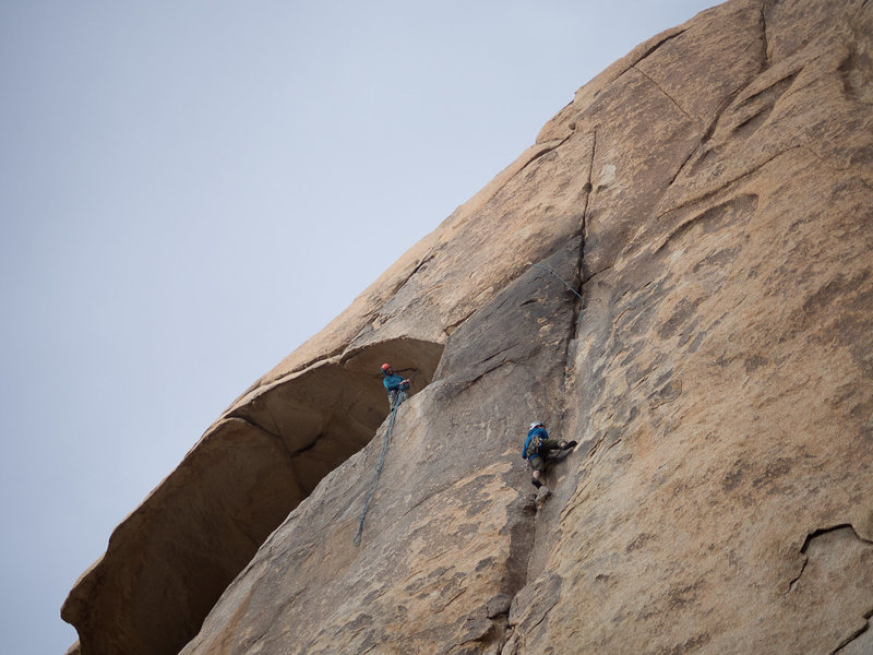 End of pitch 1. Me at anchors, Joo following, photo by Spencer.