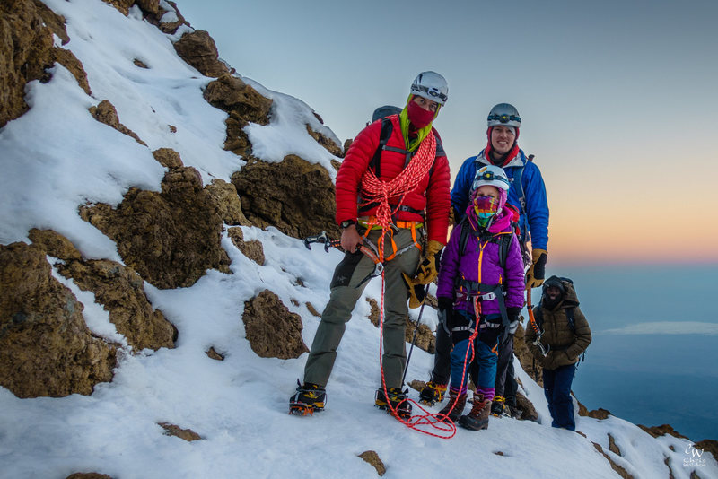 Record setting trip for this young alpinist. Avery heading up the Breach in cold, icy conditions.