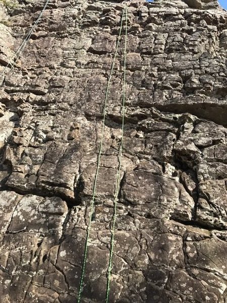 E Kat 5.6 good as a warm-up or as a beginning lead but not much use otherwise. One move and done route.