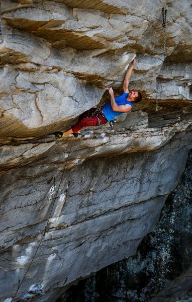 Charlton Jordan at the redpoint crux of Pod