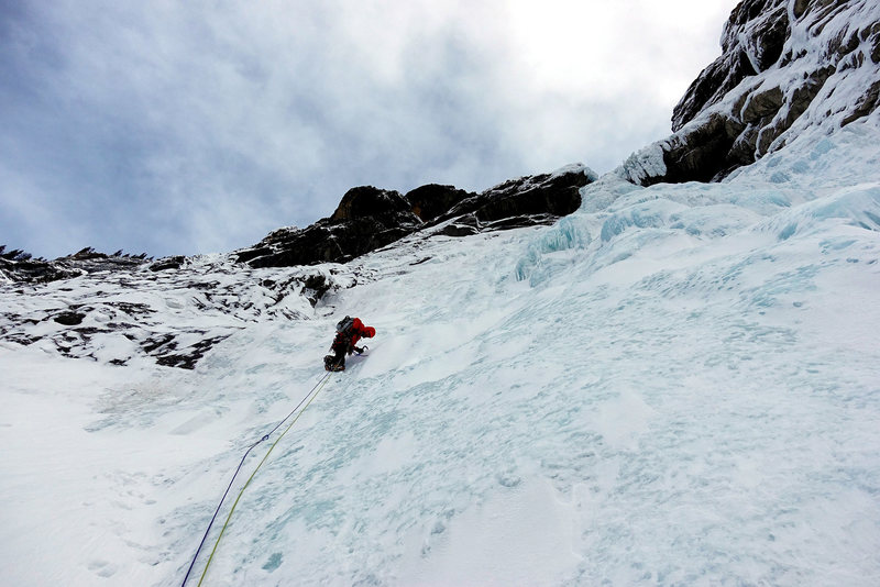 Takakkaw Falls -- 1st pitch. Dave Rone, 3/17.