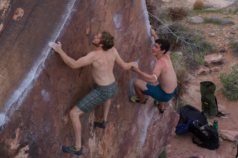 Sam and Kyle partner climbing The Pork Chop and The Lamb Chop.