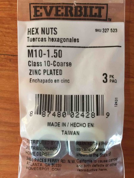 Easily available nut that will fit Triplex - this is NOT stainless though.