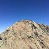 Rough topo of the route, as viewed from the Retaining Wall. Note the hikers on Organ Needle summit.