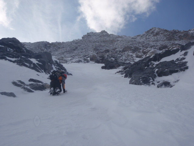 Its steep enough to want a rope. But tame enough to toy with leaving the rope in the backpack.
