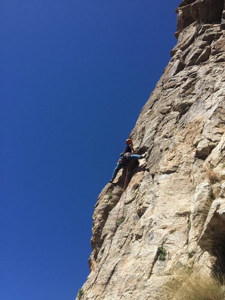 Greg leading like a boss. I would have crapped my pants four separate times leading this. I exceeded the weight limit for lots of the holds too. Very cool tower climb.
