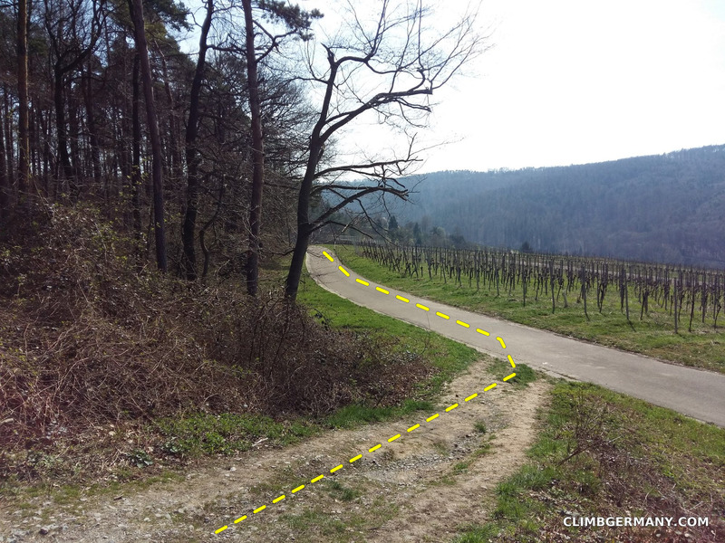 The "path" from the parking lot to the paved road you start the approach on