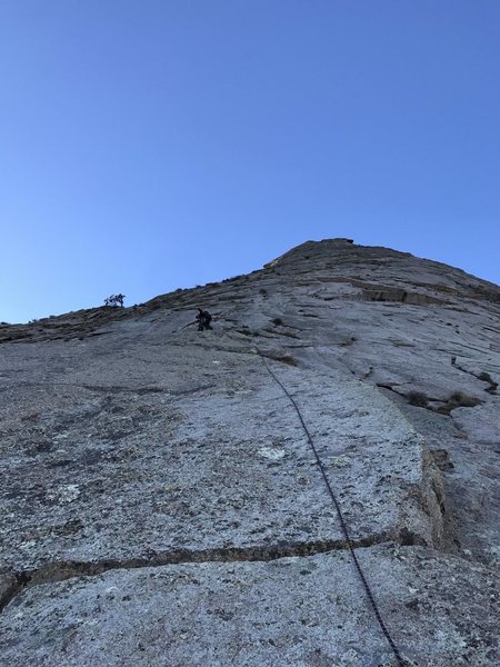 Crossover pitch from the Left Eyebrow route to the North Face Route.