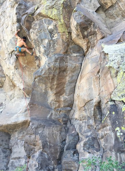 Aaron entering the crux
