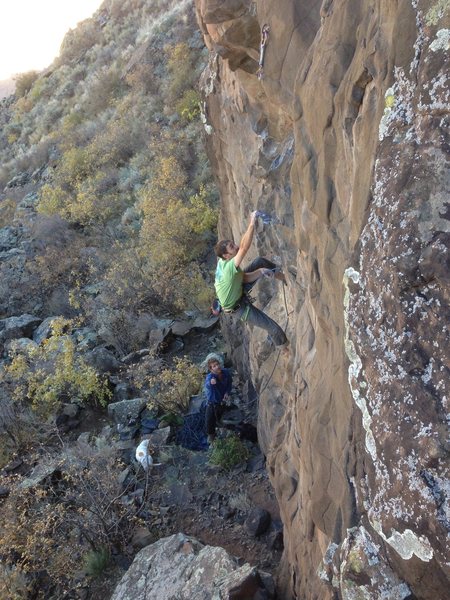 Haj heading up Stone Temple Pilot, Matt and Jameson on belay.