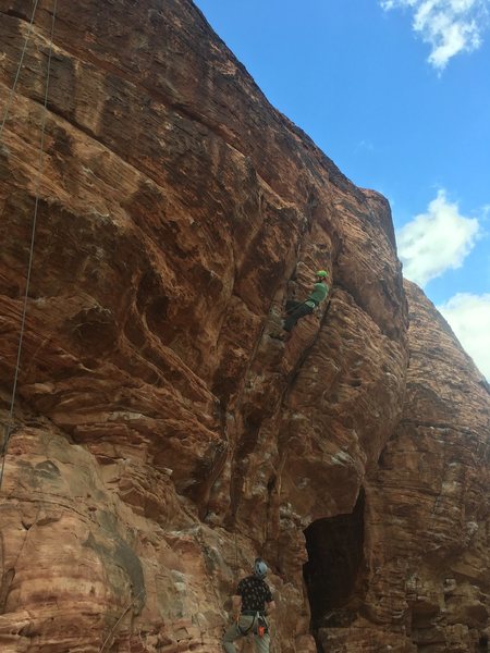 Clean falls, big holds, great climb!