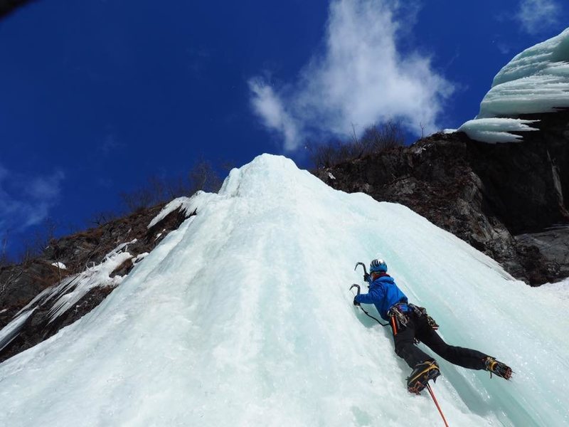 Tim Stephens<br>
March 5 · <br>
Great Words and photo by Tim Stephens<br>
Great words and photo by Tim Stephens.<br>
"My sweetie getting the rope up on the sunny sticky ice of Big Brother." — with Kirsten Kremer.