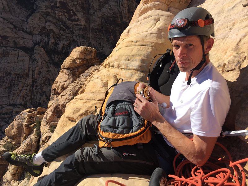 My brother Clay - 2nd outdoor climb ever. Go big or go home!