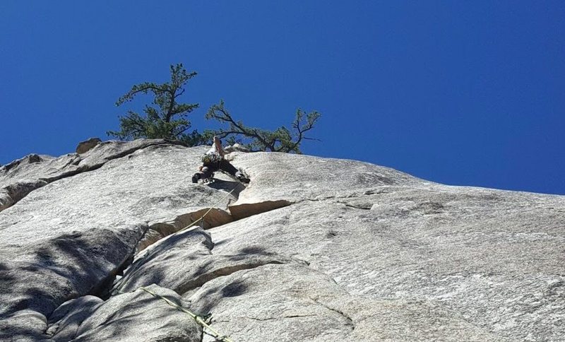 Just after pulling the crux (slightly insecure) with a #2 at your feet