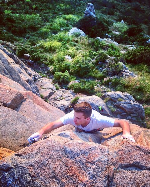 Topping out on Hangman's climb
