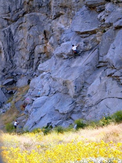 Climbers on Schoolhouse Rock (5.8), Riverside Quarry