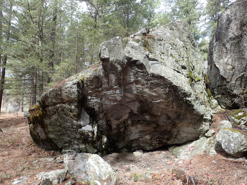 Overhanging east face of Boulder G - aka "Bivy Rock"