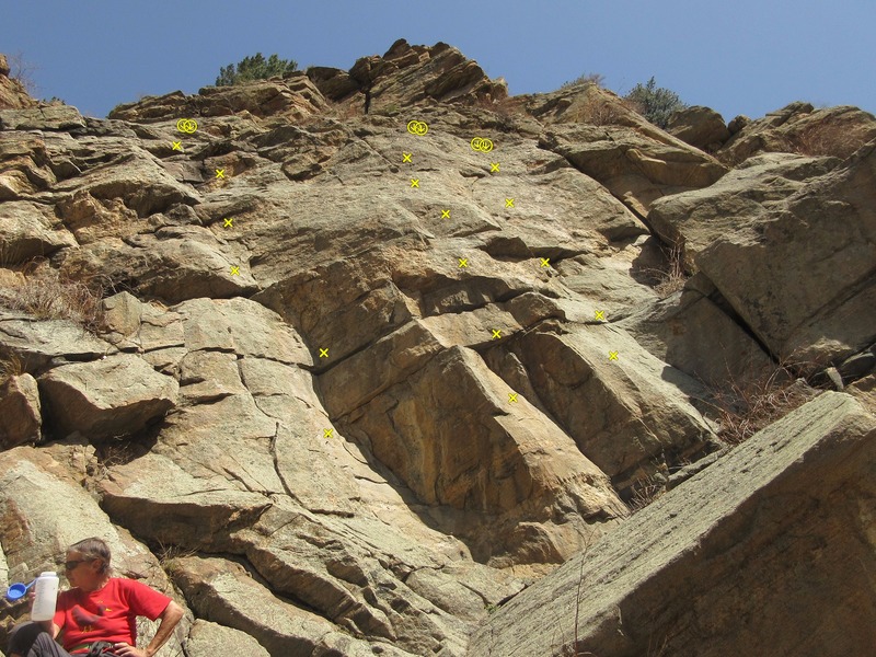 These routes, are encountered just before you get to The Catslab proper. (That's Skimbleshanks' arete in the top center skyline.)
