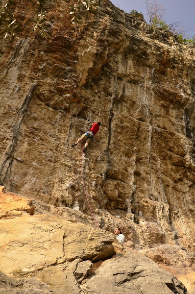 The fun Tufa section at the start of the route.