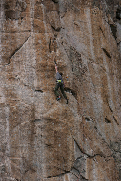 Skyler Bol working the middle crux back when it was still a project.