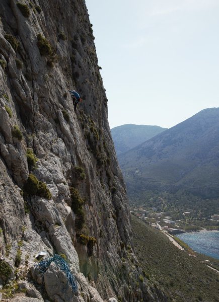 Some nice technical routes are on the wall that is left of the cave at Arhi.