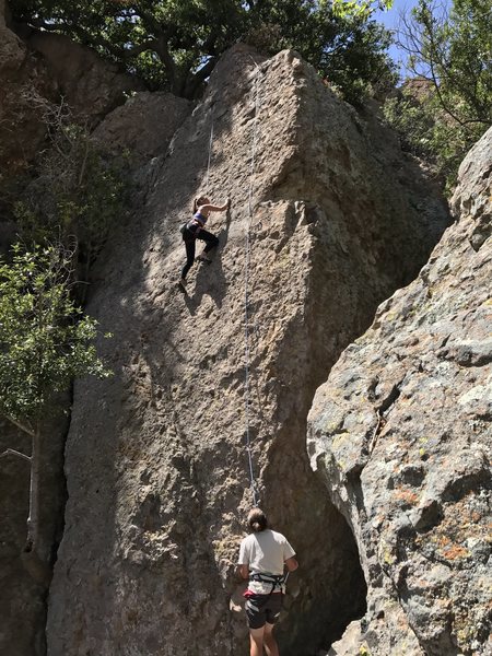 A friend top roping Miss Pacman on April 15th, 2017.