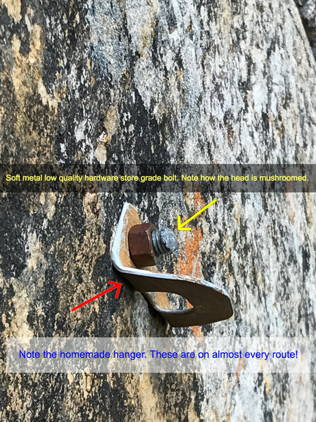 These are the kind of bolts and hangers you should expect to find. Clip with caution. If you hang dog they are probably fine but you probably don't want to whip on to these.