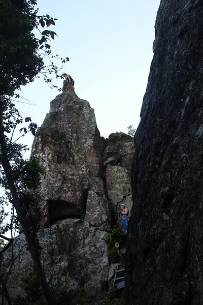 Madison getting ready to step onto the top of Vertigo