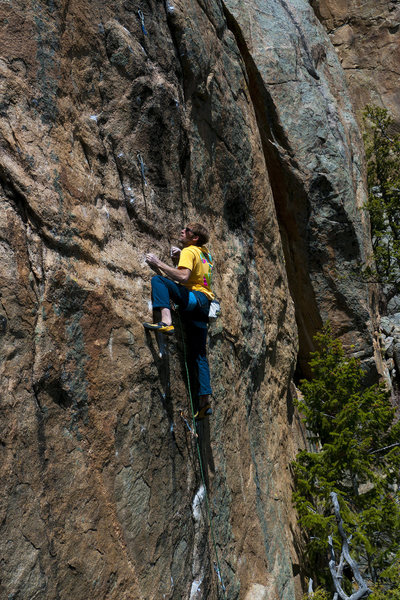 B. S. on the last move of the crux.