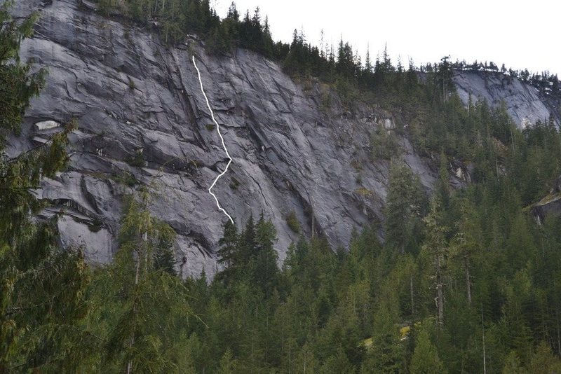 Pitches 3-5 of Building Gondolin. The 1st and 2nd pitches are hidden by the trees.