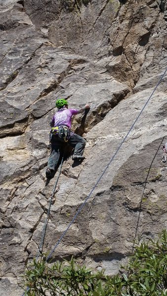 Photo showing the start of the route. Abby S. on lead.