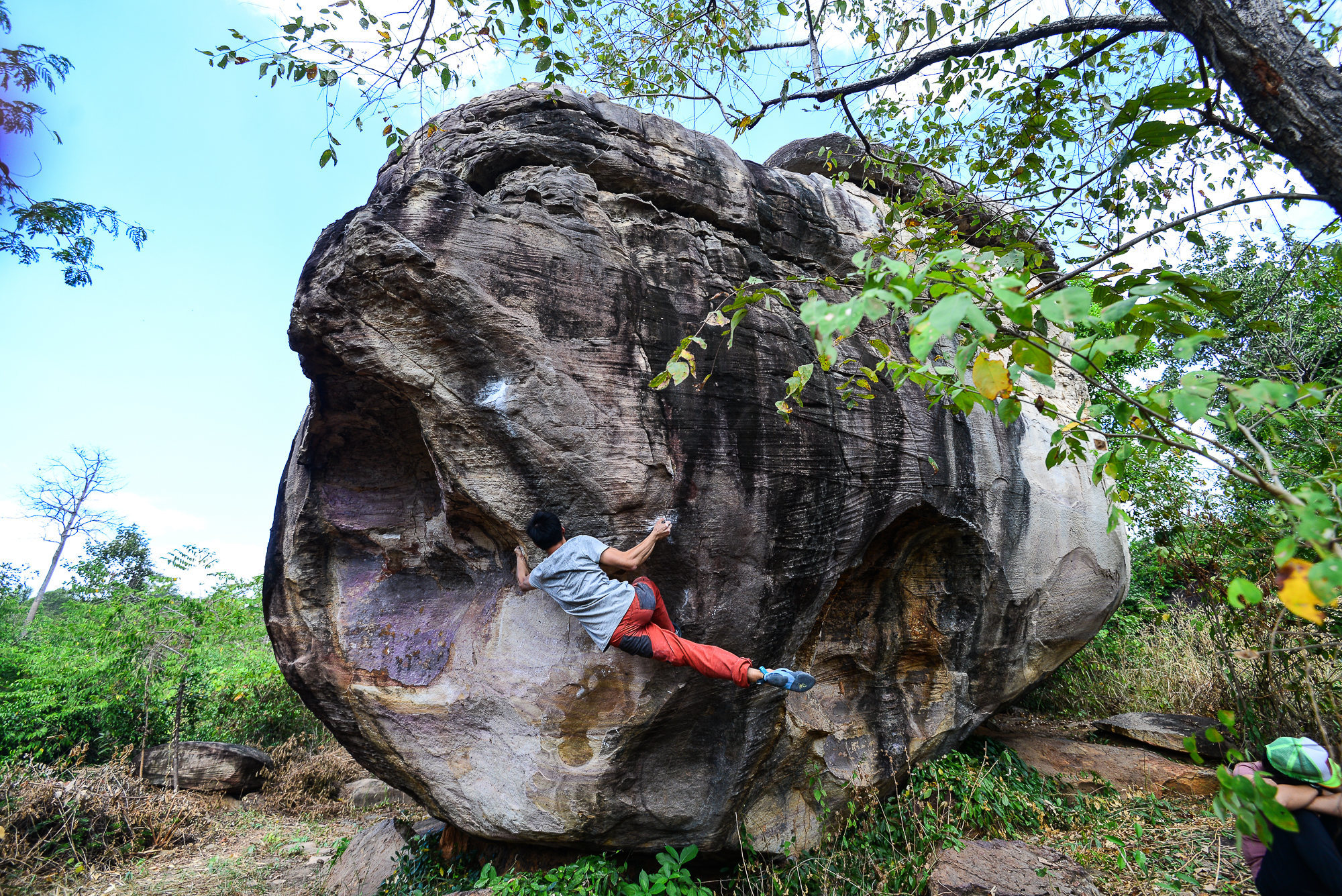 Bouldering at Nam Pong National Park. This is the largest boulder field