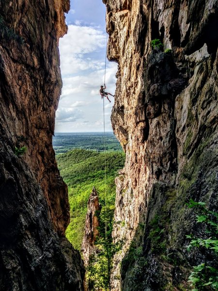 Rappelling at Crowders Mountain. Photo Creds: Jaron Moss