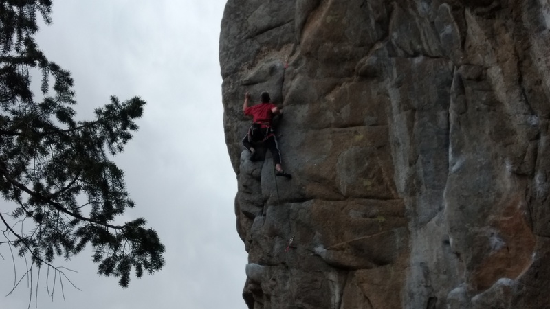Tony at the crux of EOF...photo 3 of sequence.