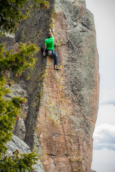 The last bit of 5.11 arete climbing with rad position.<br>
<br>
Photo: ER.