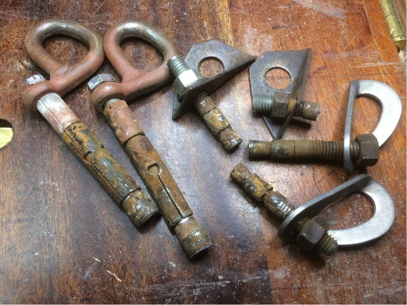 Bolts from Quadrille and Toys for Tots. The Toys lead bolt came out with maybe a couple hundred pounds of axial force. The second lead bolt was so bent and abused that I could only funk on it and it broke.