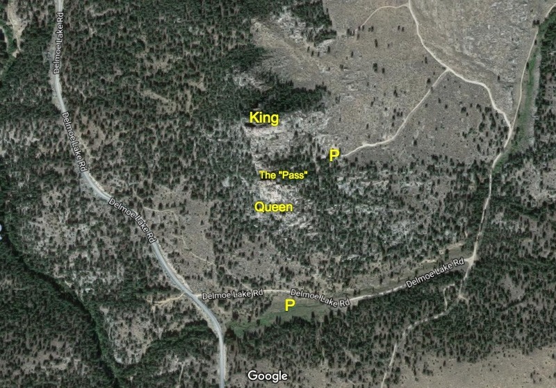 Parking areas near Spire Rock. Top of image is North. 45.952776, -112.289831